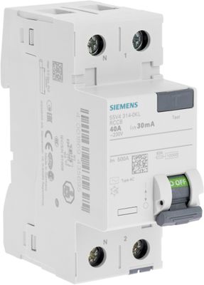 Interrupteur différentiel type AC 40A 30mA phase+neutre bornes à vis - SIEMENS