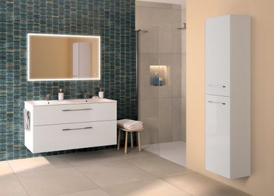 Meuble de salle de bains Selva 2 tiroirs L130 x H65 x P50 cm panneau de particules blanc mat - GEBERIT