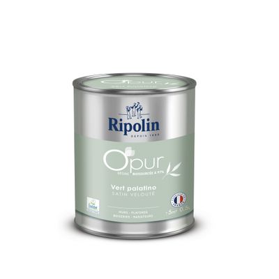 Peinture O'PUR mur & boiserie Vert Palatino satin 0,5 L - RIPOLIN