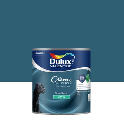 Peinture crème de couleur Bleu Paon satin 0,5L - DULUX VALENTINE