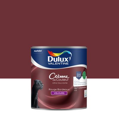 Peinture crème de couleur Rouge Bordeaux velours 0,5L - DULUX VALENTINE