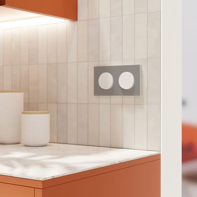 Plaque de finition 2 postes Odace 2025 Métal effet aluminium / blanc - SCHNEIDER ELECTRIC