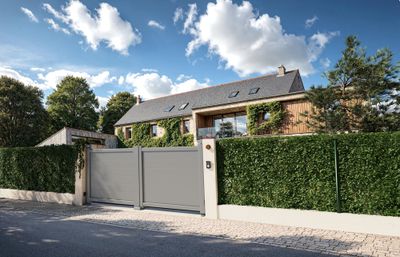 Portail battant aluminium LEO l.3,50 x H.1,75 m gris  - PREFALU