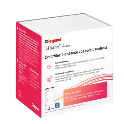 Commande volet roulant connectée sans fil + plaque Blanc - Céliane with Netatmo LEGRAND
