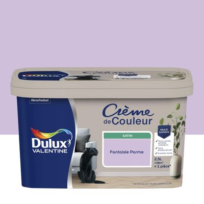 Peinture crème de couleur Fantaisie Parme Satin 2,5 L - DULUX VALENTINE