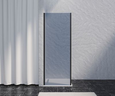 Paroi de douche latérale fixe 80x200 cm profilé noir verre fumé 8 mm Signature - OCEA