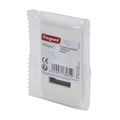 Plaque de finition 1 module Blanc - Mosaic LEGRAND