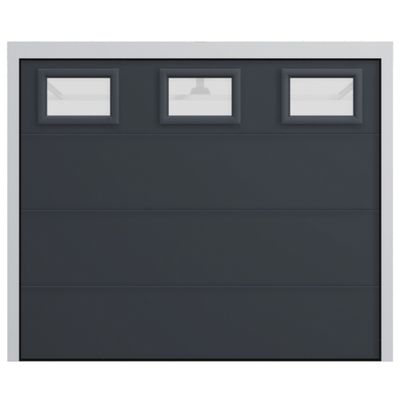 Porte de garage sectionnelle motorisée avec hublots l.240 x h.200 cm lisse gris- SPADONE