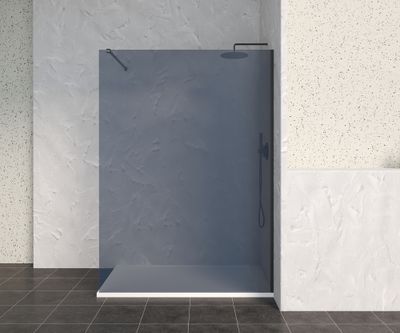Paroi de douche à l'italienne 140x200 cm profilé noir verre fumé 8 mm Signature - OCEA