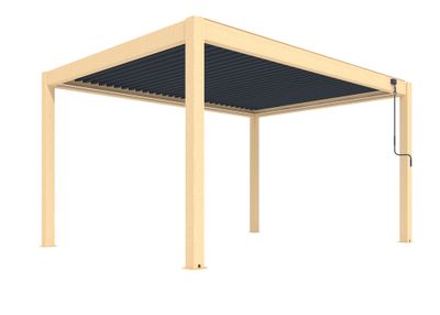 Pergola bioclimatique manuelle 3 x 4 m aluminium imitation bois PROLOISIRS
