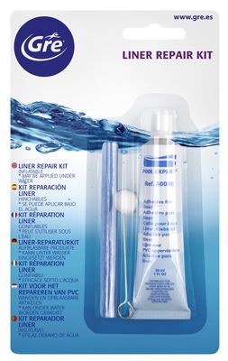 Kit de réparation liner piscine avec colle et rustines transparentes GRE