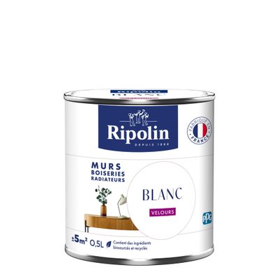 Peinture murs, boiseries et radiateurs blanc velours 0,5 L - RIPOLIN