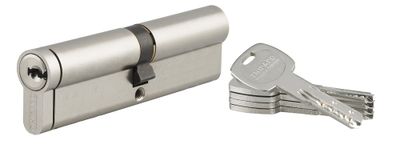 Cylindre de serrure double entrée débrayable 45 x 50 mm Transit 2 très haute sécurité nickelé 5 clés THIRARD