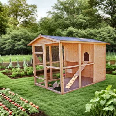 Poulailler en bois non-teinté avec toit bitumé XXL 4,69 m², Livraison à domicile incluse - HABRITA