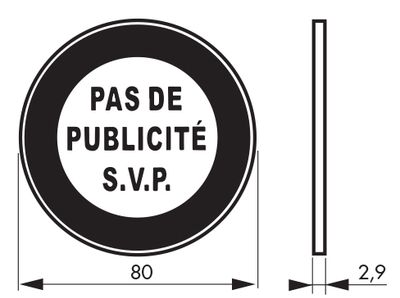 Plaque signalétique adhésive Pas de publicité diamètre 80 mm THIRARD