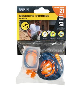 Bouchons oreilles 27 dB réutilisables par 5 GERIN
