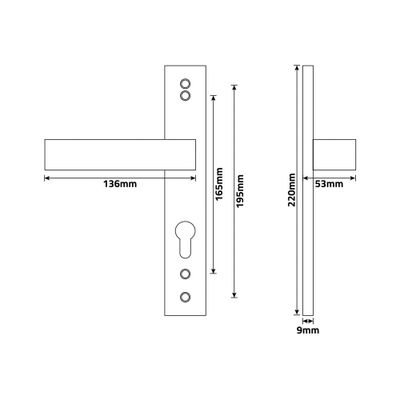 Poignées de porte double entraxe Celio noir mat à cylindre ALPERTEC