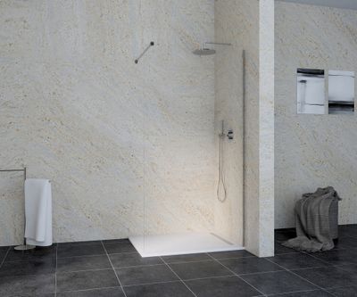 Paroi de douche à l'italienne 100x195 cm profilé chrome verre transparent 6 mm Serenity - OCEA