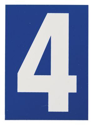 Plaque chiffre 4 adhésive 65 x 90 mm fond bleu THIRARD