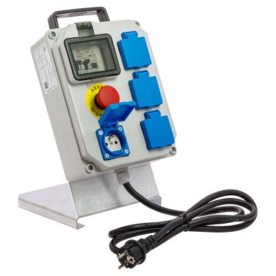 Coffret électrique de chantier monophasé sur pied 4 prises 16A + arrêt d'urgence - BATILEC