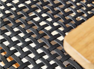 Relax de jardin Dahlia en acacia et résine tressée noire PROLOISIRS Livraison à domicile incluse