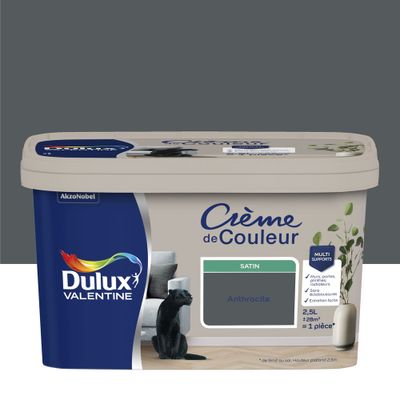 Peinture Crème de Couleur Anthracite satin 2,5 L - DULUX VALENTINE