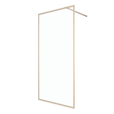 Paroi de douche latérale fixe 100x200 cm profilé or verre transparent 6 mm Golden Edge - AURLANE