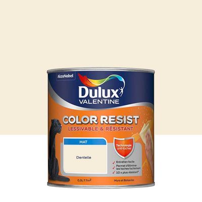 Peinture COLOR RESIST mur et boiserie Dentelle mat 0,5 L - DULUX VALENTINE