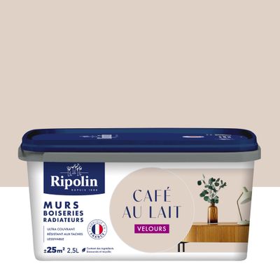 Peinture murs, boiseries et radiateurs café au lait  velours 2,5L RIPOLIN