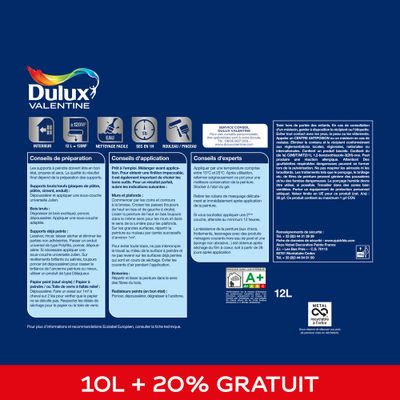 Peinture acrylique finition parfaite blanc mat 10 L + 20 % - DULUX VALENTINE