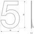 Chiffre 5 adhésif hauteur 76 mm inox THIRARD