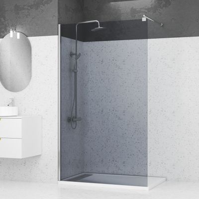 Paroi de douche à l'italienne 120x200 cm profilé chrome verre fumé 8 mm Parma - AURLANE