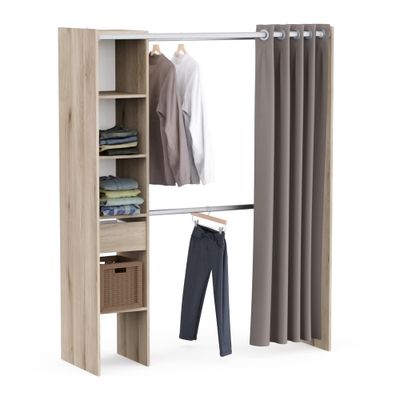 Kit de dressing effet chêne 183 X 144,2 x 50 cm + 1 tiroir CBA MEUBLES