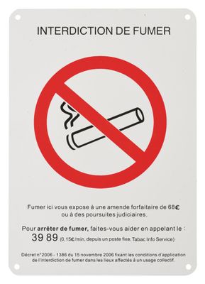 Plaque signalétique adhésive Défense de fumer 148 x 210 mm THIRARD