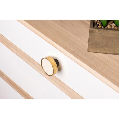 Bouton de meuble rond blanc laiton diamètre 40 mm REI