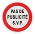 Plaque signalétique adhésive Pas de publicité diamètre 80 mm THIRARD