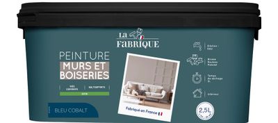 Peinture mur et boiserie Bleu Cobalt satin 2,5 L - LA FABRIQUE