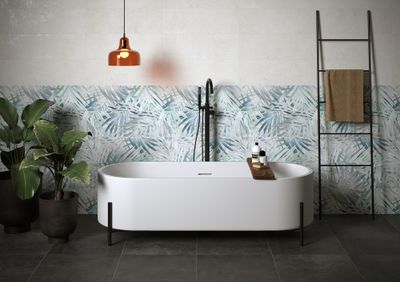 Faïence blanche murale intérieur effet ciment PALM ép 7 mm 25 x 75 cm paquet 1,50 m²