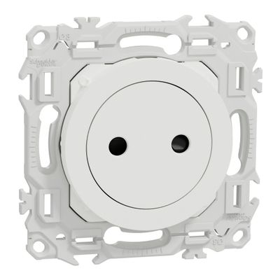 Prise affleurante 2 pôles à bornes automatiques Odace 2025 blanc - SCHNEIDER ELECTRIC