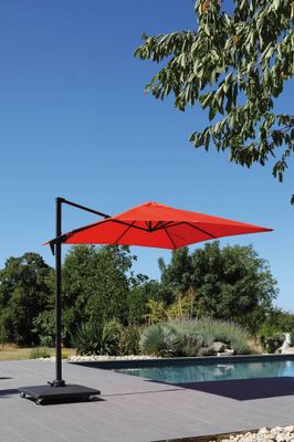 Parasol déporté ROMA 250 x 250 cm alu/acier 8 baleines inclinable manivelle paprika - PROLOISIRS
