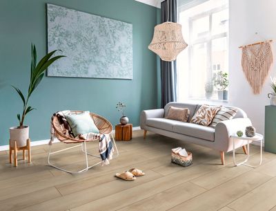 Sol stratifié décor chêne d'ÉTÉ beige ép 7 mm 19,3 x 138 cm AC3 2,397 m²/pqt KRONOTEX