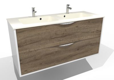 Meuble de salle de bains Frenchart 2 portes L120 x H56 x P47 cm panneau de particules blanc et pitaya - CONCILIO