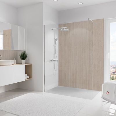 Panneau mural de douche 150x210 cm travertin romain DécoDesign Décor - SCHULTE