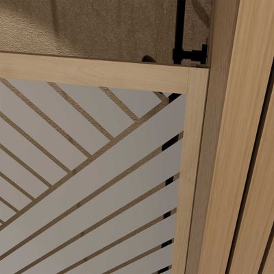 Porte de douche coulissante 120x200 cm profilé bois verre sérigraphié 6 mm Japandi - AURLANE