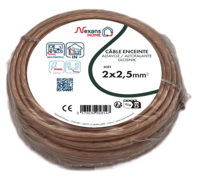 Câble hifi 2 x 2,5 mm² 10 m transparent