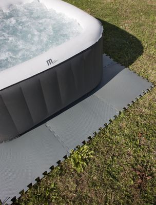 Dalles protection sol piscine hors-sol grises 9 pièces ép 8 mm 50 x 50 cm paquet de 2,25 m² GRE