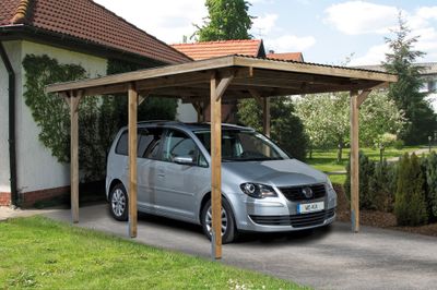 Carport simple -  606 Imprégné - 297 x 115 cm - toit PVC Livraison gratuite domicile WEKA