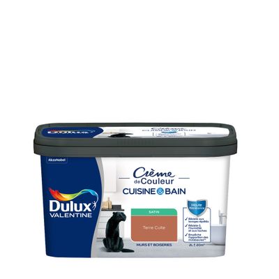 Peinture Crème de Couleur Cuisine et Bain Satin Terre Cuite 2 L - DULUX VALENTINE