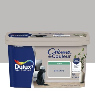 Peinture crème de couleur Béton Gris Satin 2,5 L - DULUX VALENTINE