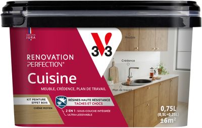 Peinture de rénovation pour cuisine effet bois chêne moyen 0,75 L - V33